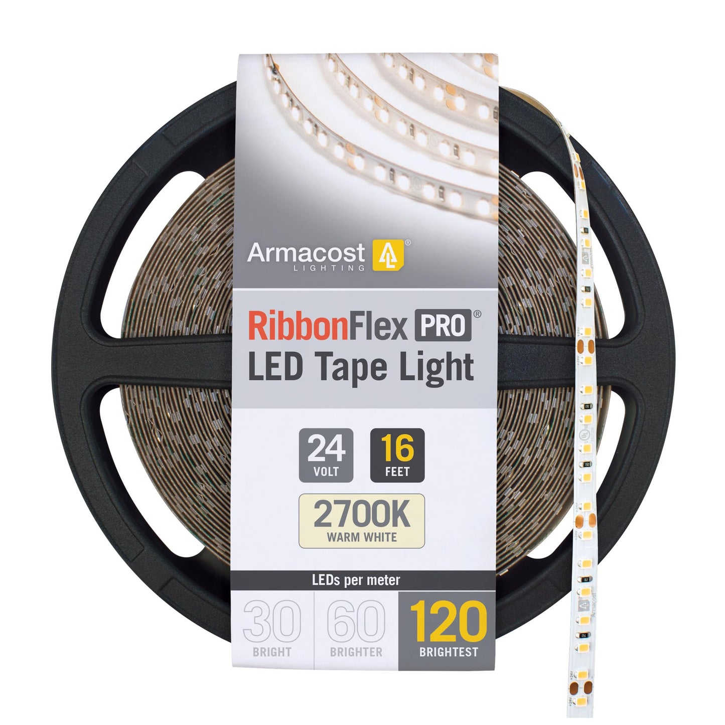 Armacost Lighting Ribbonflex Pro 24V White Led Strip Lights 120 Led/M  2700K  16.4 Ft 136230