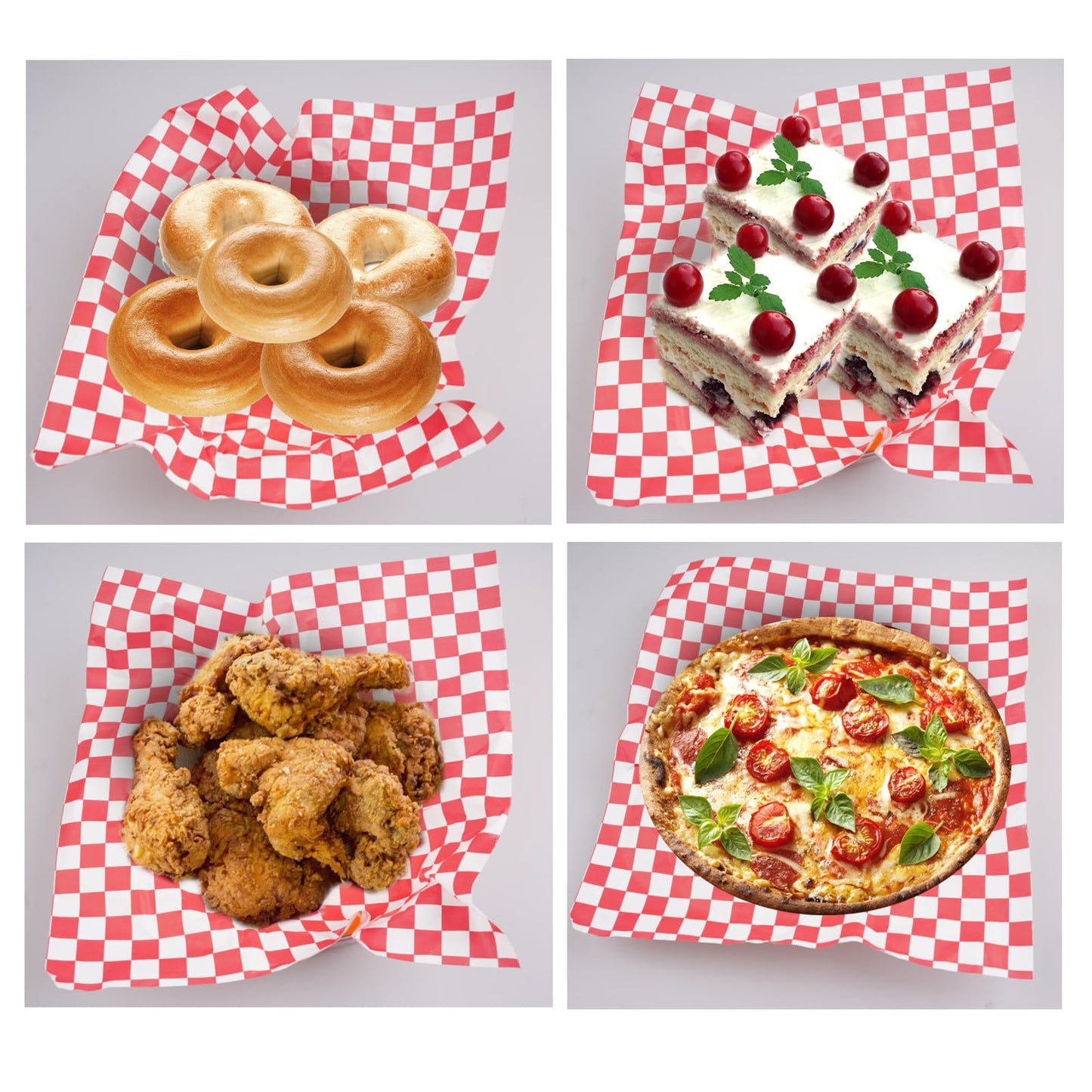 115pcs Deli Paper Sheets - 12x12" Sandwich Wrapping Paper, Checkered Wax Paper, Premium Grease Resistant Food Basket Liners