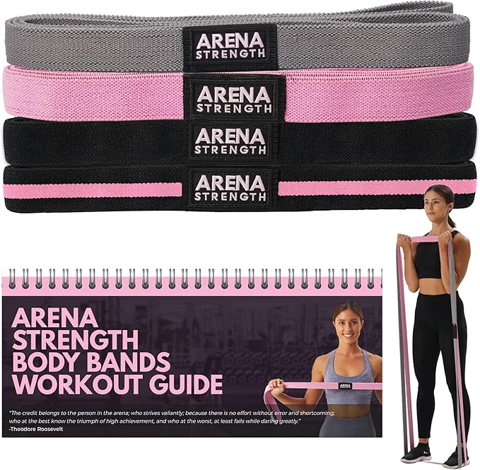 Arena Strength Long Fabric Full Body Resistance Bands Set of 4 and Pull Up Assistance Bands | Cloth Resistance Bands Loop ...