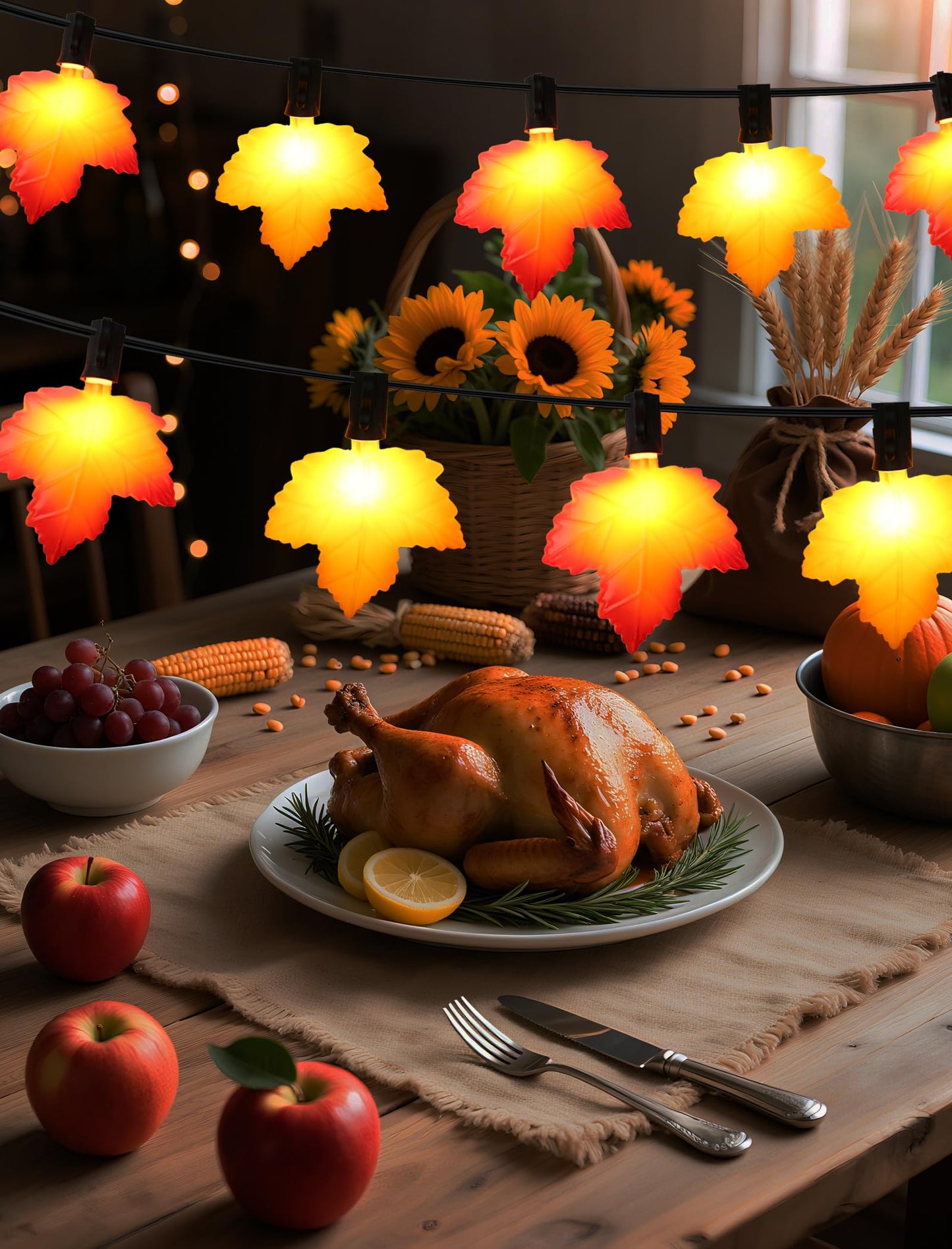 Hobbynors 10.5 Feet Classic Fall Garland Lights 10 Warm-Glow Leds For Rich  Amber Ambiance Ul Certified Plug-In String For Thanksgiving  Halloween & Mantle Decor