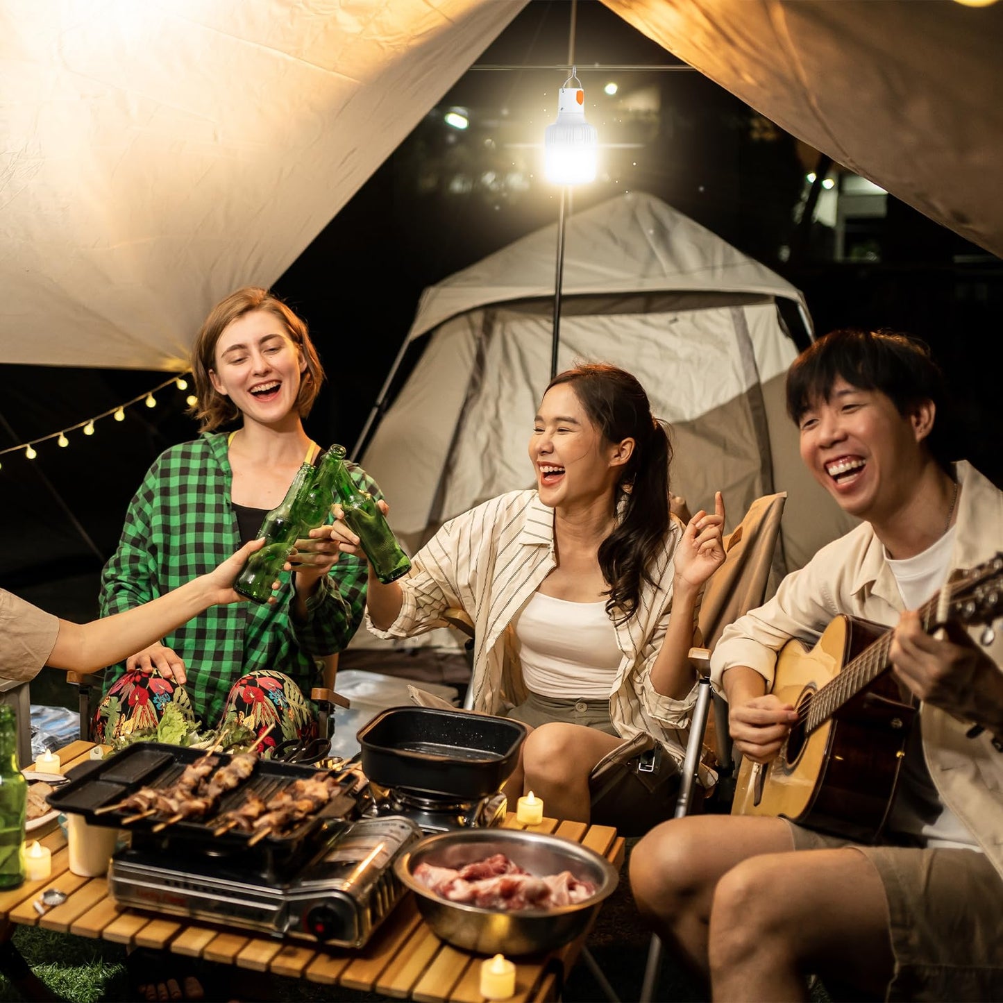 Patikil Camping Lantern  1 Pack Rechargeable Led Tent Lamp Lights Bulb Portable Hanging 3 Lighting Modes 90W With Clip Hook For Camping  Hiking  Fishing  White