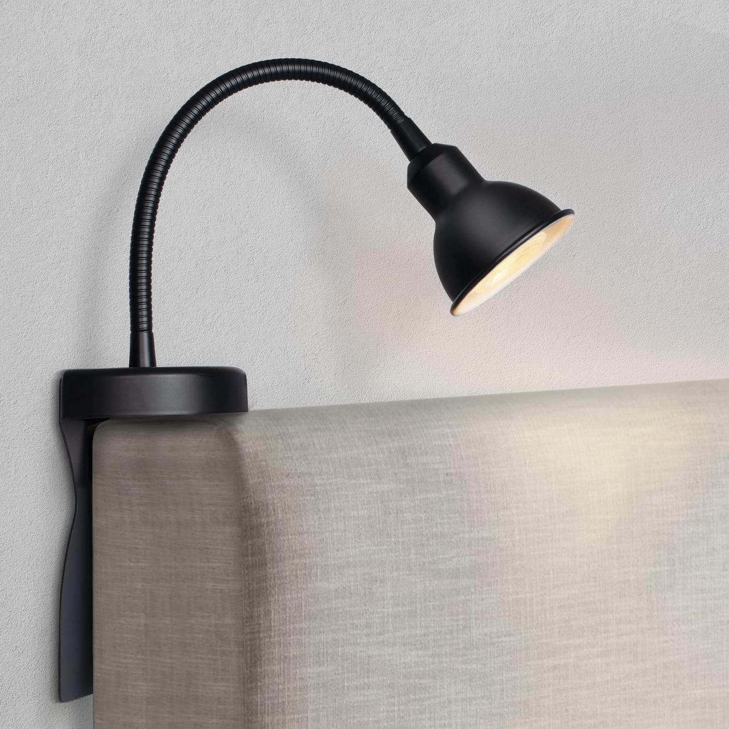 Solfres Innovative Design Headboard Reading Light. No Drilling Golden Book Light For Bedtime Reading. Dimmable Led Book Reading Lamp With Bulb. Movable & Flexible  Black