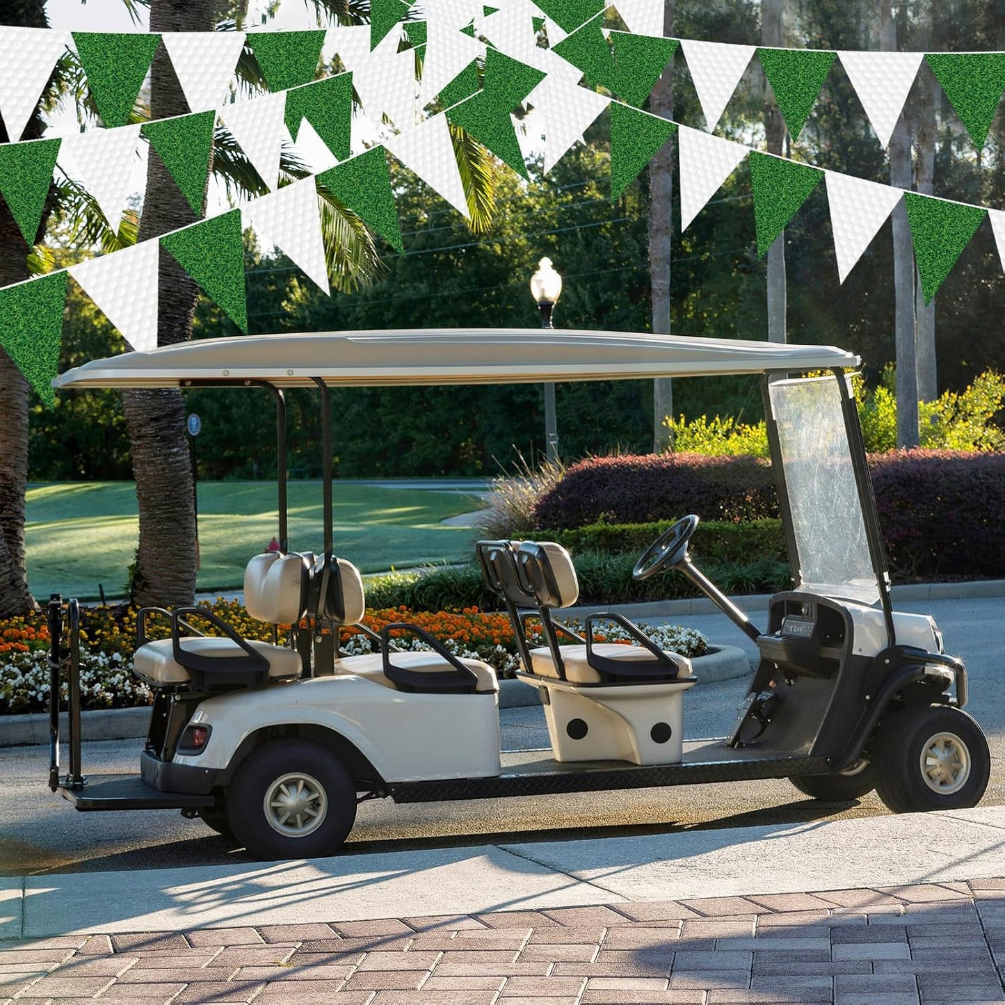 Jetec 5 Pcs 49 ft Golf Party Decorations Pennant Banner Theme Triangle Flags Garland Bunting Banner for Fans Outdoor Indoor Home Sport Birthday Party Decorations Supplies
