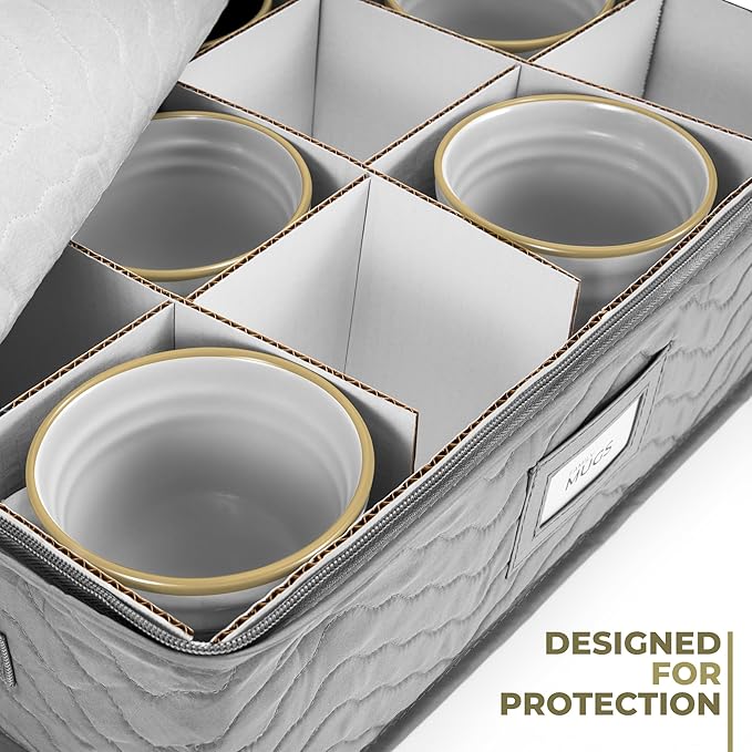 Sorbus Coffee Mug Organizer - Display Storage Case with Quilted Exterior, Label Windows, Handles & Dividers (Fits 12 Mugs)