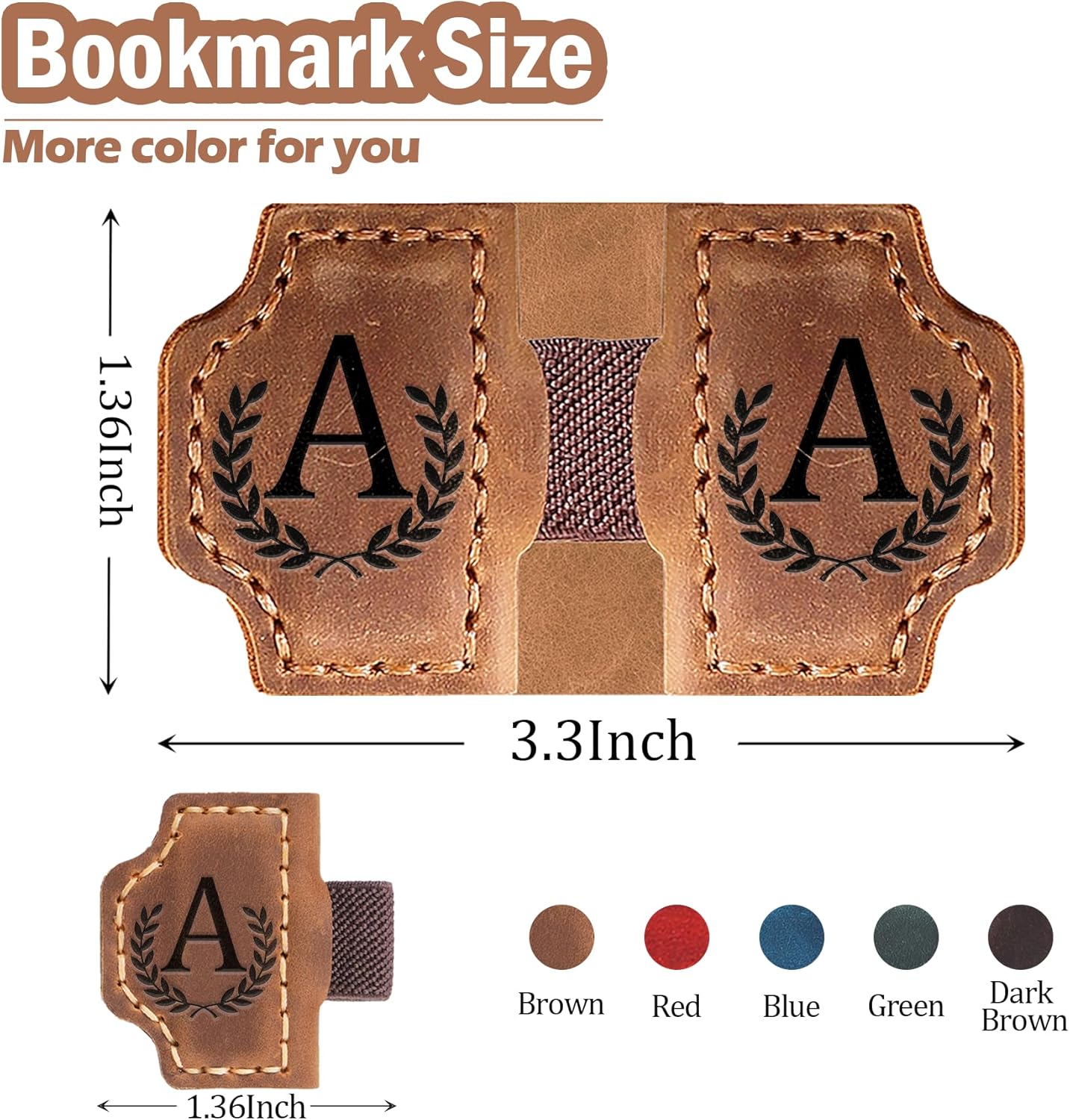 Bygone Mark Bookmark with Pen Holder, 26 Letters Name Initial Personalized Magnetic Bookmarks, Leather Book Mark for Men Women, Travelers Accessories, Teachers Readers Book Lovers Gifts (Red, P)