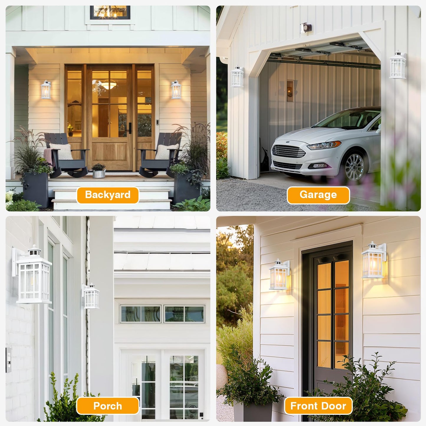 Opaxis White Dusk To Dawn Outdoor Lighting  Modern Exterior Lighting Fixtures With Motion Sensor 4 Modes  Patio Lights Outside Waterproof For House  Garden  Front Porch  Brightness Distance Adjustable