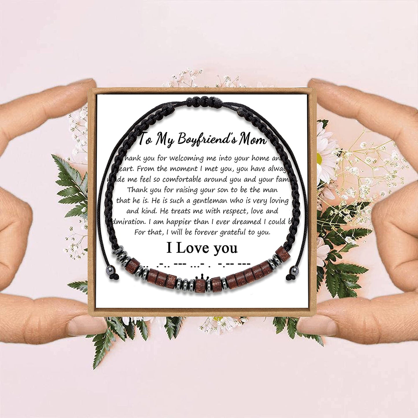 JoycuFF Boyfriend Mom Gifts for Her Birthday Mother's Day Thanksgiving Day Christmas Inspirational Morse Code Bracelets I Love y