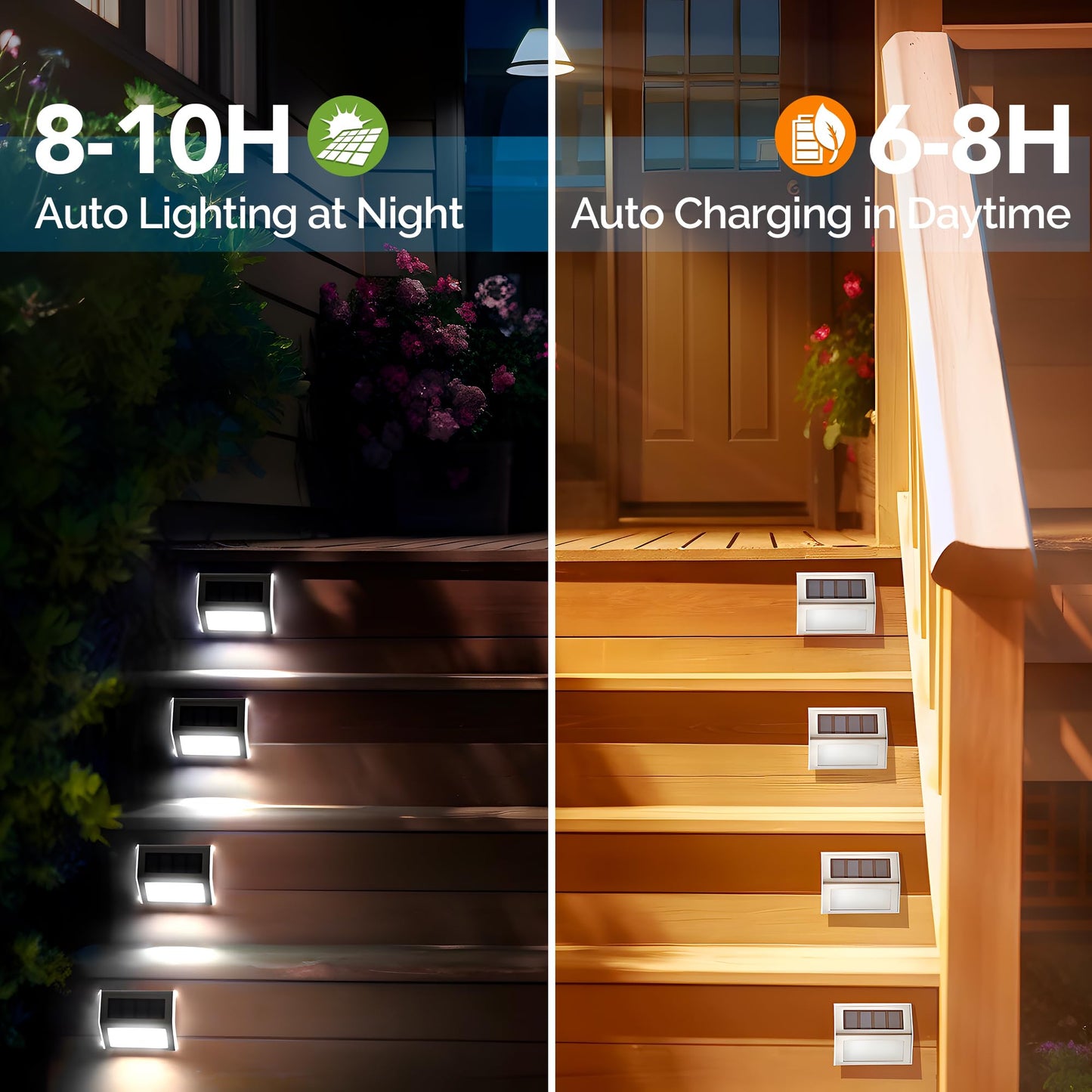 Gigalumi 6 Pack Solar Step Lights, Stainless Steel Waterproof Led, Cool White, Model 6969, Outdoor Stair & Pathway Lighting