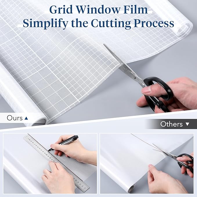 Haton Window Privacy Film Frosted Glass for Bathroom, Static Cling UV Sun Blocking Window Clings, Opaque Decorative Coverings Removable Sticker Heat Control Tint for Home Door, Pure 23.6" x 78.7"
