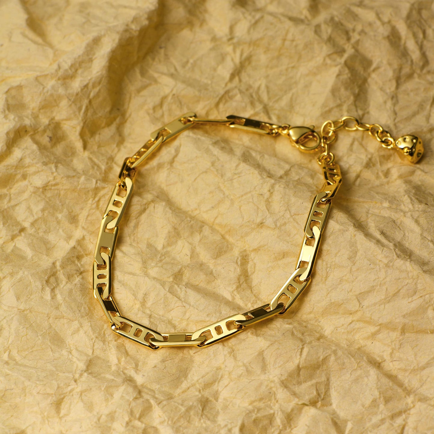 LOYATA Gold Bracelet Gold 14K Gold Plated Dainty Flat Chain Simple Jewelry Gift for Women