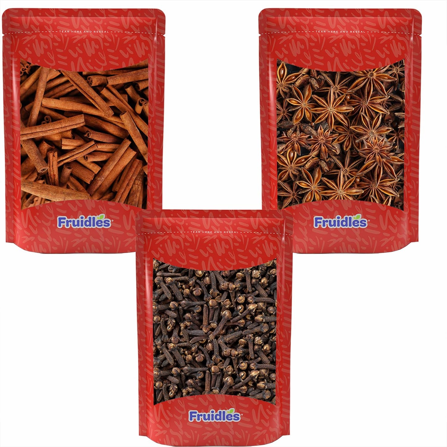 Fruidles Cinnamon Sticks, Star Anise and Whole Cloves - 3 Pack Bundle - Aromatic Cooking, Teas and Baking, Kosher Certified, 4 O
