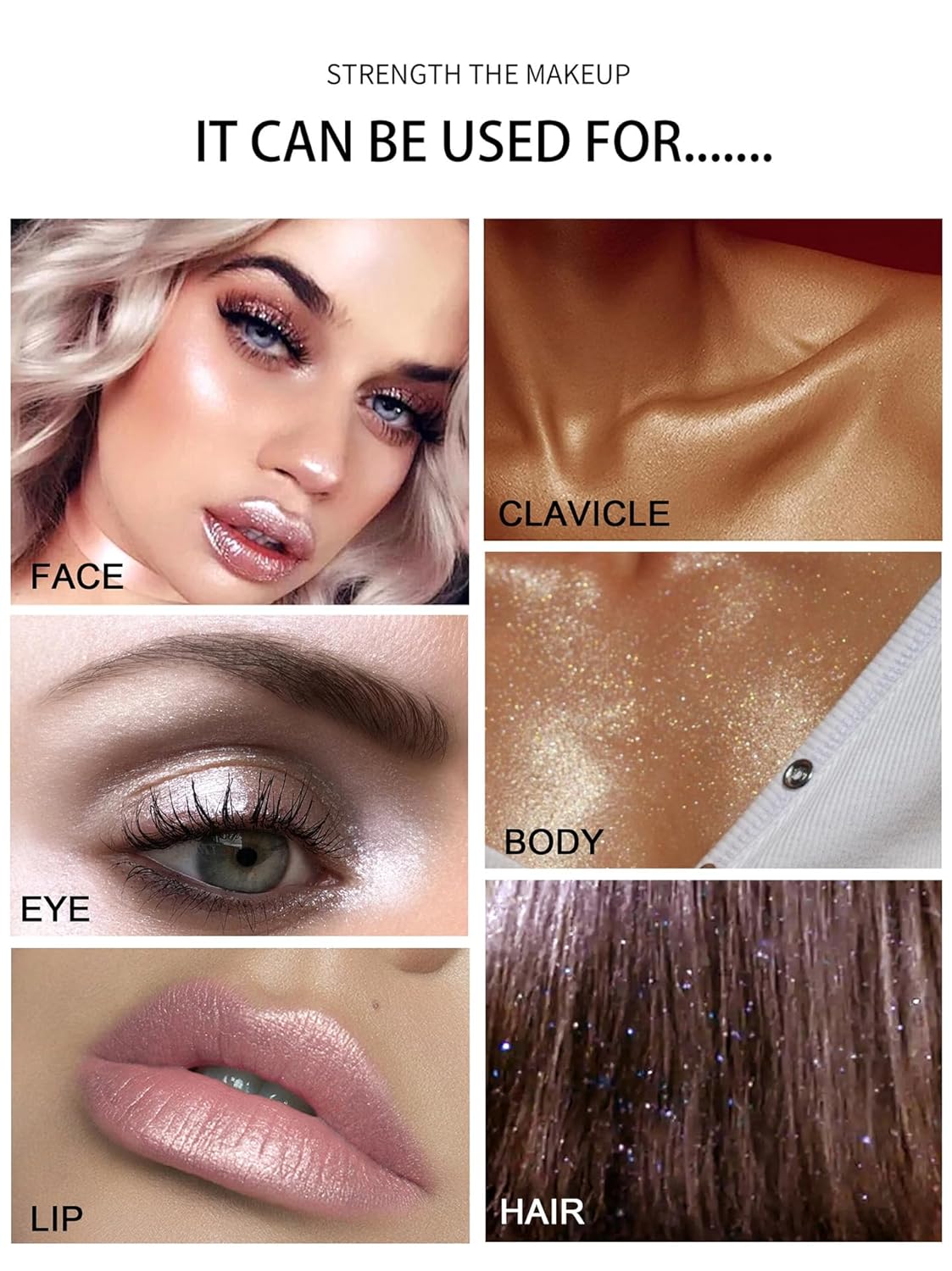 Polvo De Hadas Fairy Dust Highlight Patting Powder - Full Body Contouring and Clavicle Pearlescent Patting Powder for Face and Eye, Halloween Sparkling Body Glitter Powder (#03 Golden brown)
