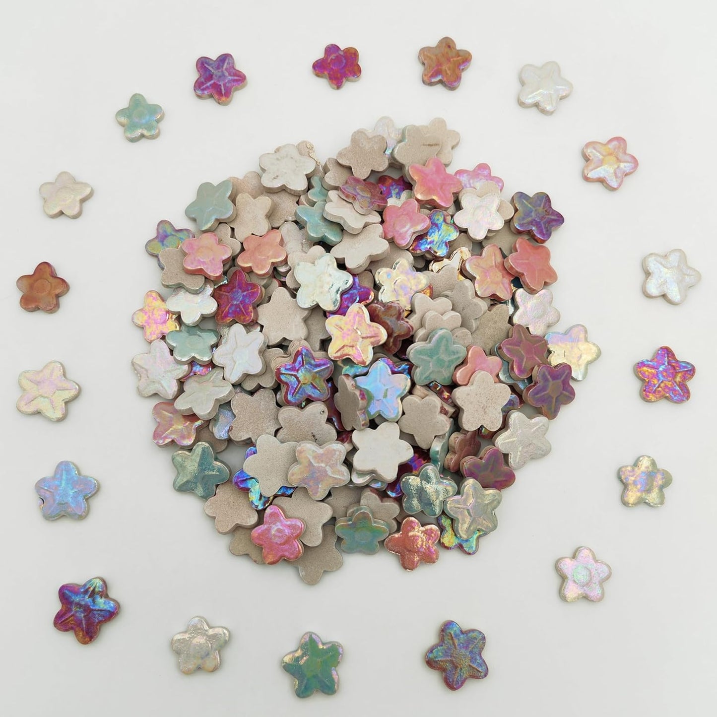 500g/1.1lb Random Color Irregular Ceramics Mosaic Tiles,DIY Making Creative Ceramic Mosaic Tiles for DIY Craft Plates Flowerpots Vases Cups Mosaic Making Supplies (Flowers 1)