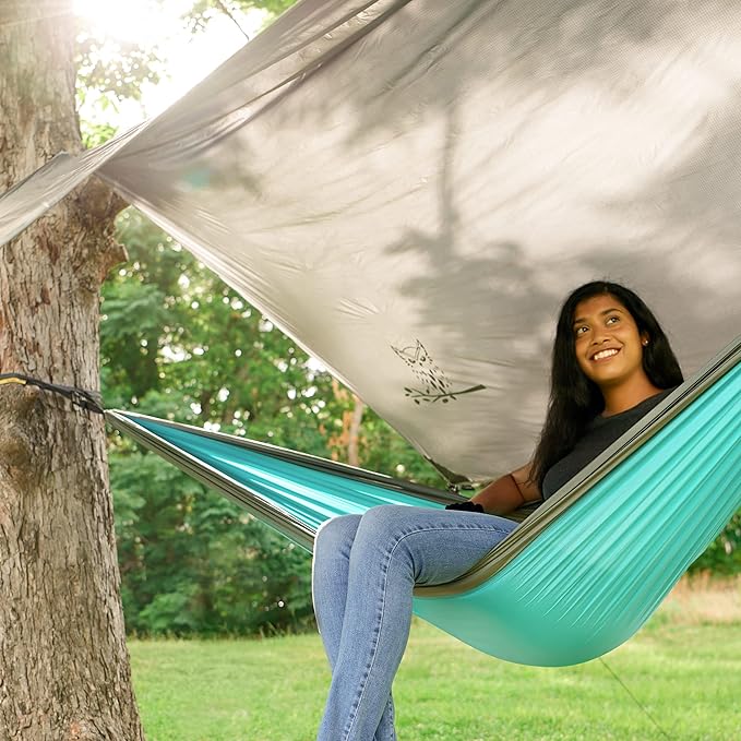Wise Owl Outfitters Hammock Tarp, Hammock Tent - Rain Tarp for Camping Hammock - Camping Gear Must Haves w/Easy Set Up Including Tent Stakes and Carry Bag