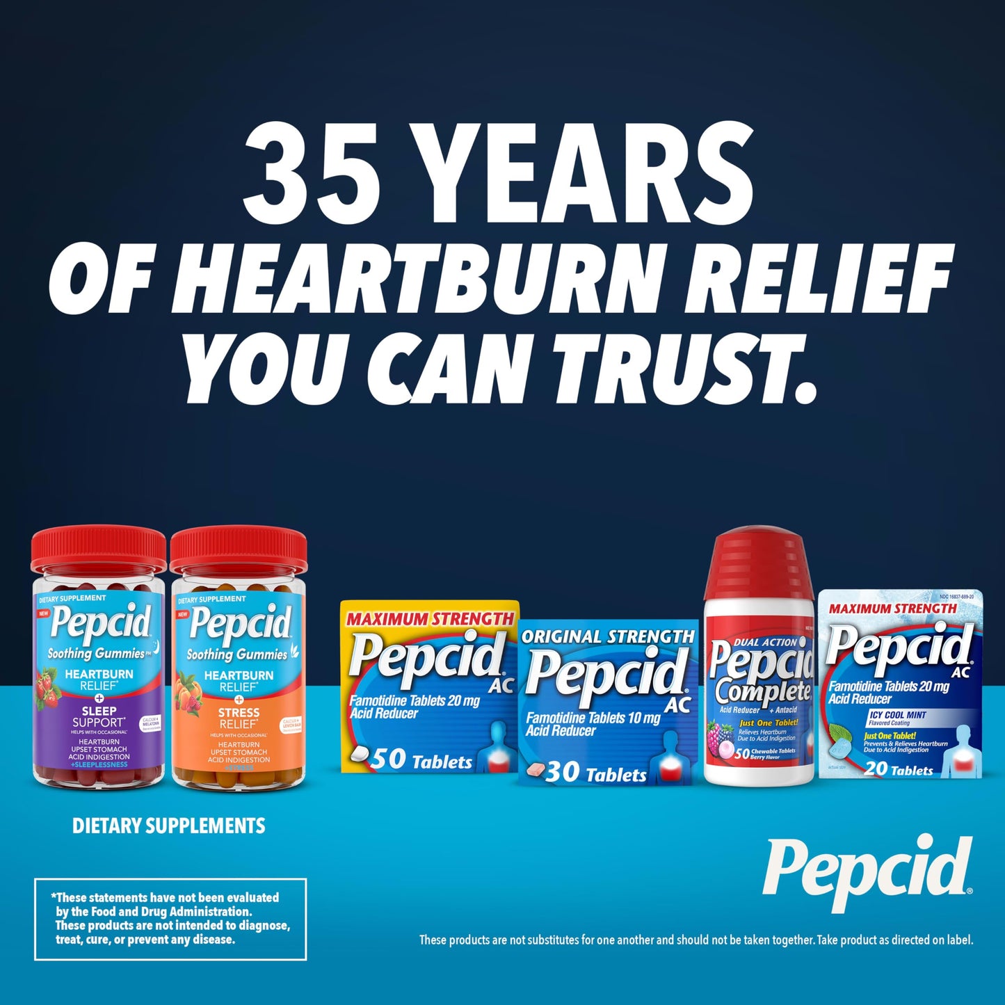 Pepcid Complete Acid Reducer + Antacid Chewables, 10mg Famotidine, 800mg Calcium Carbonate & 165mg Magnesium Hydroxide per Heartburn Medicine Tablet,Mint, 70 ct