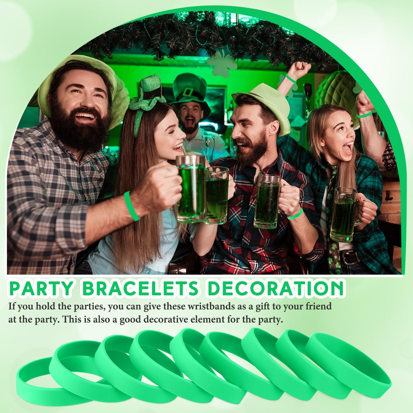 Liliful 100 Pcs Silicone Rubber Wristbands Rubber Wristband Bracelet Bands for Silicone Wristbands for Women Men(Green)