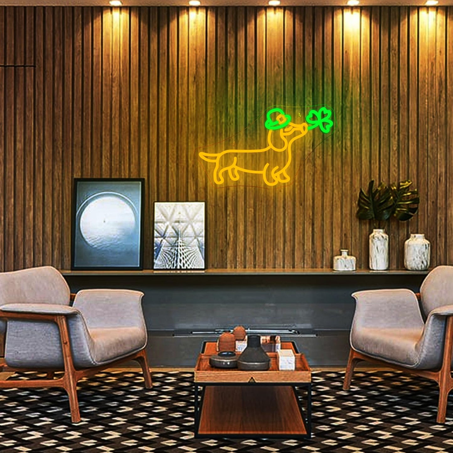 Looklight Shamrock Neon Lights Dog Sign Cute Dachshund With Hat Led Wall Decor  St Patricks Day Window Lights Puppy Sign For Coffee Bars  Birthday Gifts & Dog Lover Party Decorations