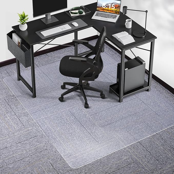 Chair Mat for Carpet, SALLOUS 46" x 60" Office Chair Mat for Carpeted Floors, Heavy Duty Vinyl Floor Mat with Grips, Floor...