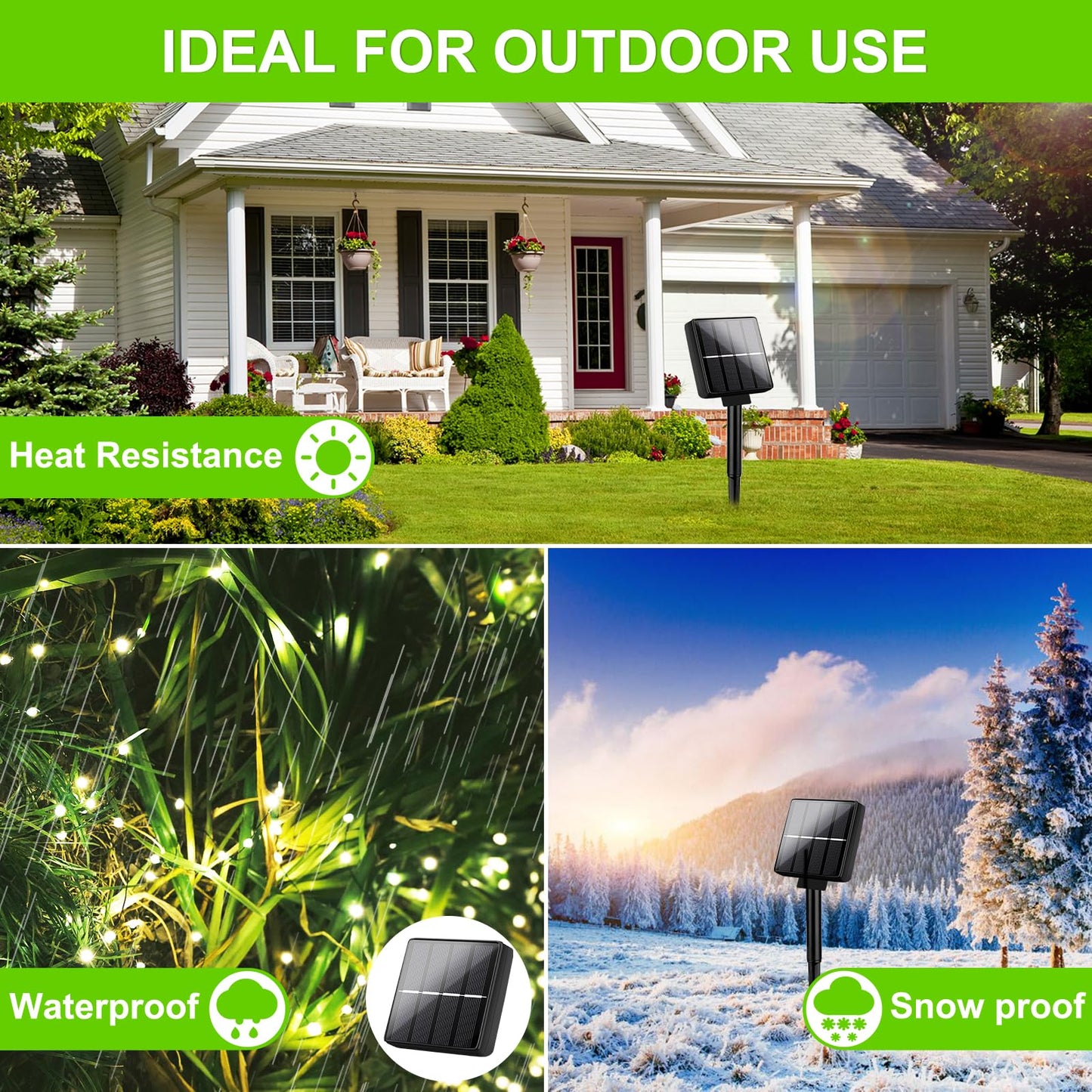 Brightever Solar String Lights 80FT 200LED Waterproof Warm White, 8 Lighting Modes, Model OKDMX-KN-SSL-01-WW