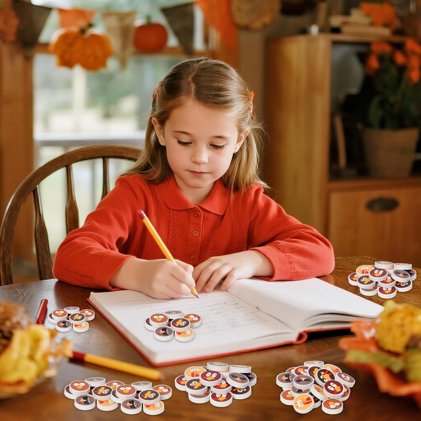 60Pcs Thanksgiving Mini Erasers for Kids Bulk Turkey Pencil Erasers Stationery for Student Classroom Prizes Homework Rewards School Supplies Party Favors