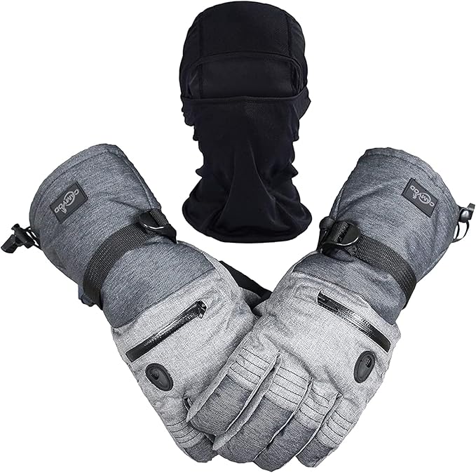 CAMYOD Men Ski Gloves, Winter Warm Waterproof Breathable Snow Gloves with Balaclava Set for Snowboard, Snowmobile in Cold ...