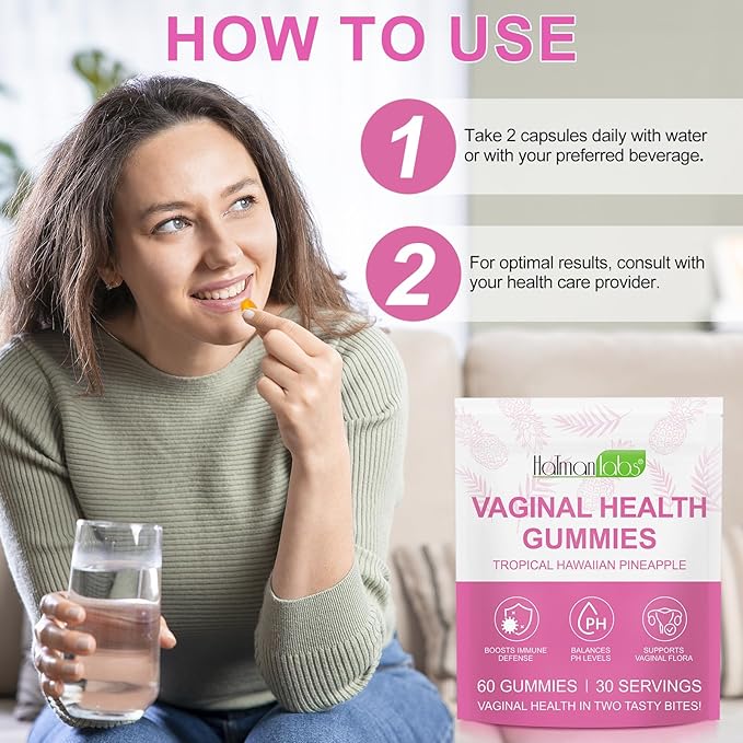 Vaginal Probiotics for Women, PH Balance Gummies, Probiotics for Women Vaginigal Health, Support Healthy Odor, Yeast Balance & Flora, Vaginal Health Supplement (60 Count (Pack of 2))