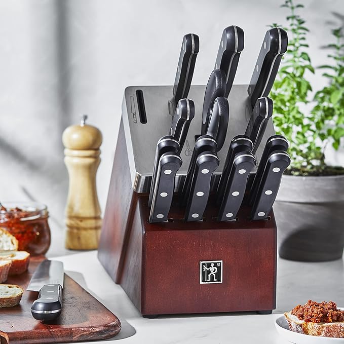 Henckels International Solution 16 Piece Self-Sharpening Walnut Block Set