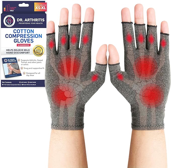 Doctor Developed Compression Gloves for Women and Men, Open-Finger Arthritis Gloves, Typing Gloves, Arthritis & Carpal Tunnel