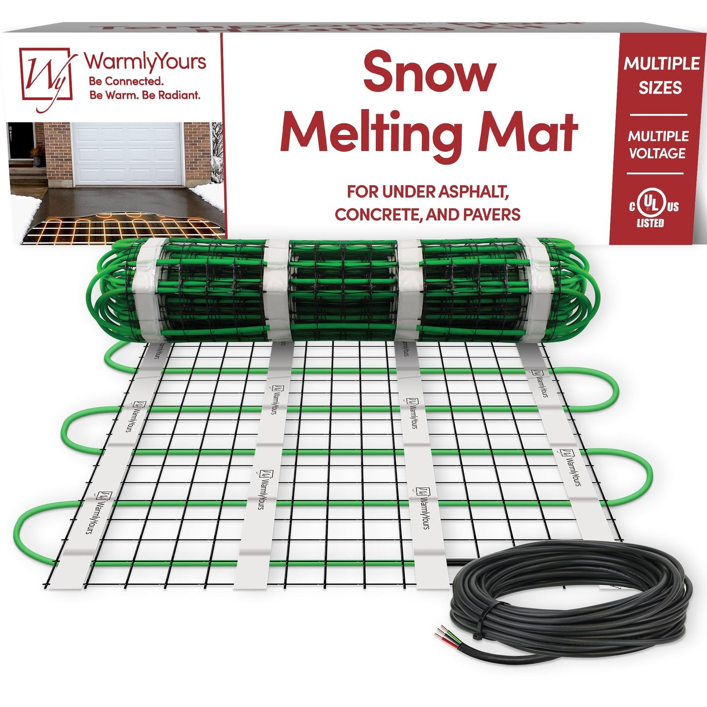 WarmlyYours Electric Melting Mat 2x10 ft, Heating Element for Driveways, Green, Model WHMA-240-0210