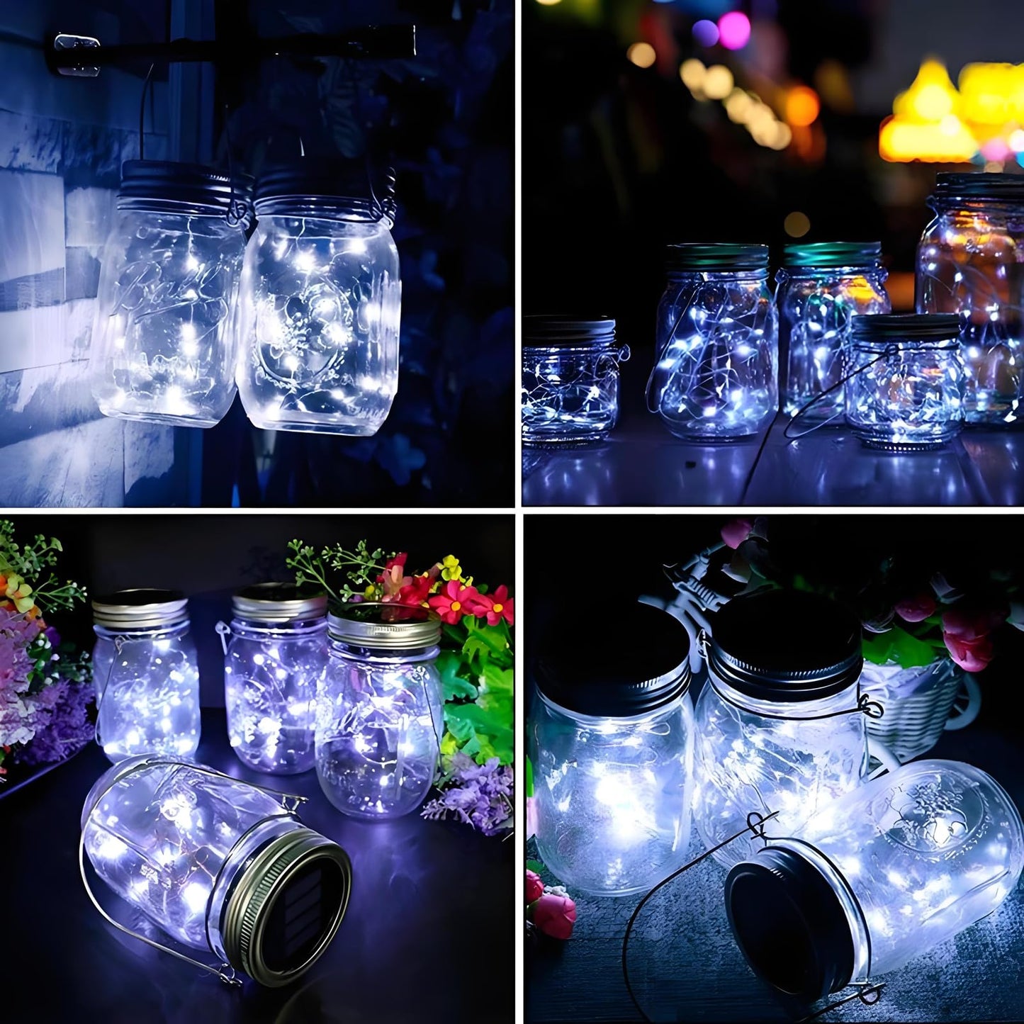 VOOKRY 12 Pack Solar Mason Jar Lights, 30 LED, Waterproof Fairy String Lights, Cool White, Model MSGLG