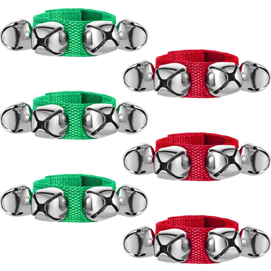 6 Pieces Christmas Band Wrist Bells Bracelets Musical Ankle Bells Instrument Percussion Rhythm For Christmas Party Favors Festiv