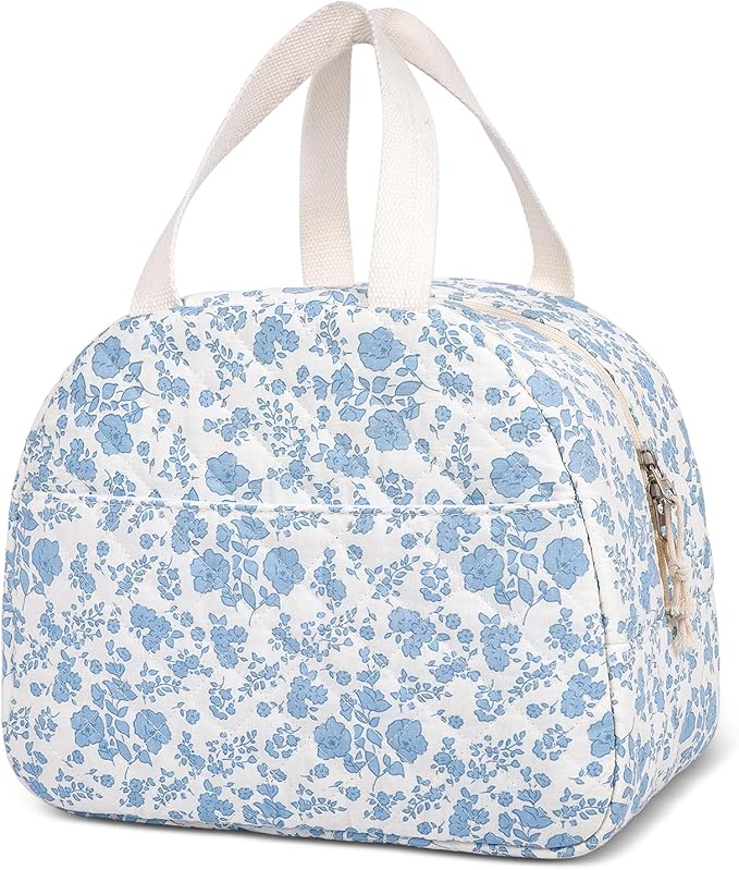 Lunch Box for Women,Cute Quilted Lunch Tote Bag,Reusable Insulated Lunch Box,Large Capacity Cooler Bag with Compartments for Work, Picnics or Travelling