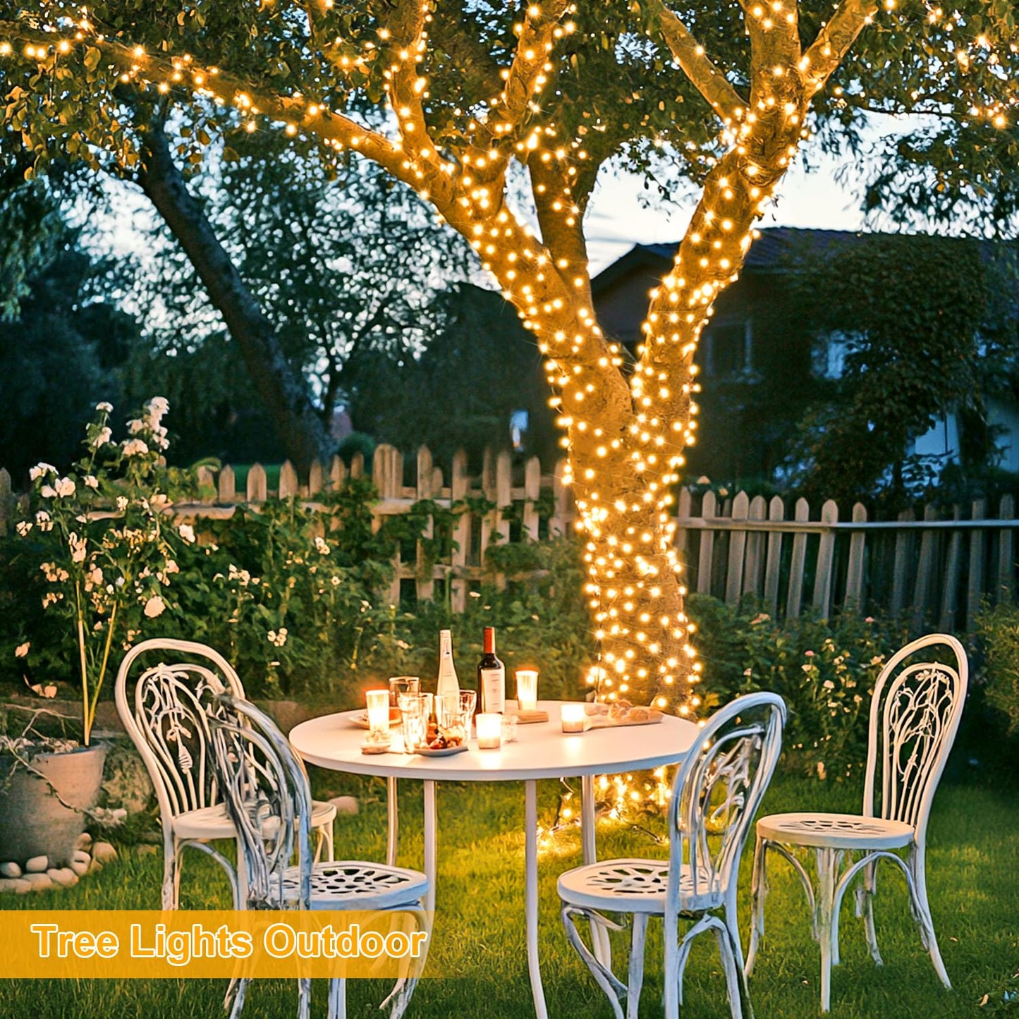 JMEXSUSS 800 LED String Lights, Warm White, Copper Material, 8 Modes, Plug-in for Indoor/Outdoor Decoration