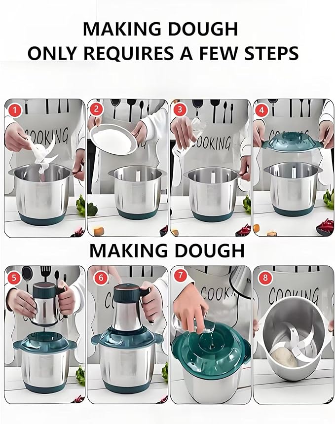 5L Electric Meat Grinder, Stainless Steel Dough Machine, 500w Powerful Food Processing Machine, Used For Dough Mixing, Onion, Meat, Nuts, Fruits, Garlic And Vegetables
