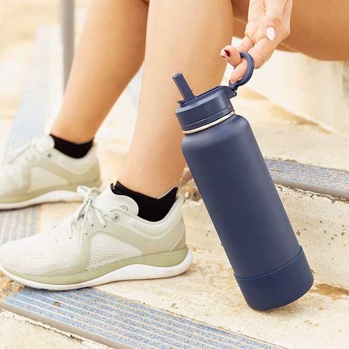 Hydrapeak 32oz Sport Insulated Water Bottle with Chug Lid, Leak & Spill Proof, Keeps Drinks Cold for 24 Hours, Hot for 12 Hours, Premium Stainless Steel Water Bottles (32oz, Mauve)