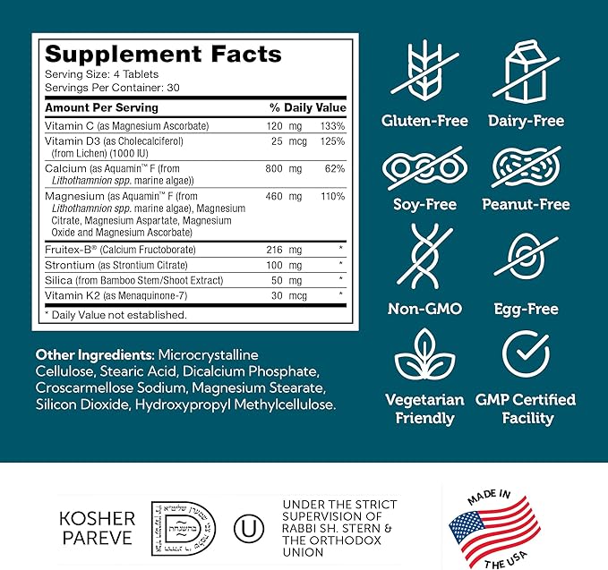 Zahler Bonefactor, Bone Strength Supplement containing Calcium, Vitamin D, Vitamin K and Magnesium, Certified Kosher, 120 Tablets