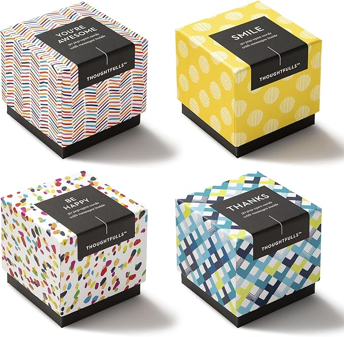 Compendium ThoughtFulls Pop-Open Cards — 4-Pack of You're Awesome, Smile, Be Happy, Thanks — 120 Pop-Open Cards, Each with a Different Message Inside