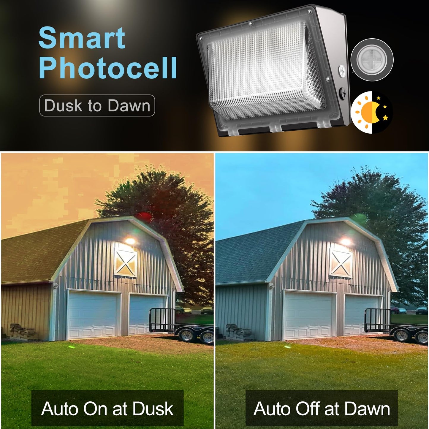 Lightdot 4Pack 200W Led Wall Pack Lights  100-277V Dusk To Dawn Photocell | 30000Lm(150Lm/W) 5000K Ip65 Outdoor Exterior Lighting Fixture  Energy Saving  Etl | 5-Yrs Warranty(Height:15~30Ft)
