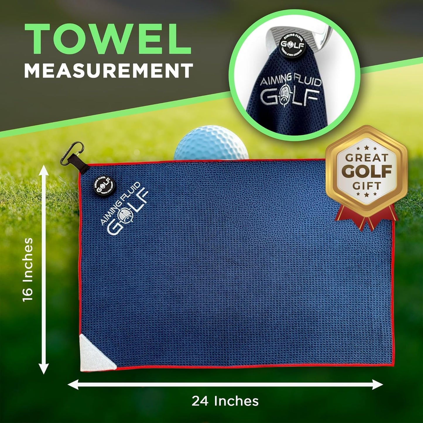 Magnetic Towel with Premium Strong Magnet for Golfing Carts, Clubs & Bags - Ultra-Absorbent Waffle Weave designGunmetal Grey, 16" x 24" Stubby