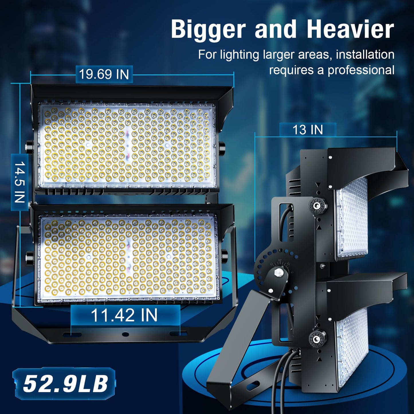 Tomourd 900W Led Stadium Lights  Ip66 High Power Outdoor Sport Court Arena Light Pro-Grade High Mast Lighting With Dimmable 10Kv Surge Protection Commercial And Industry For Large Area Lighting