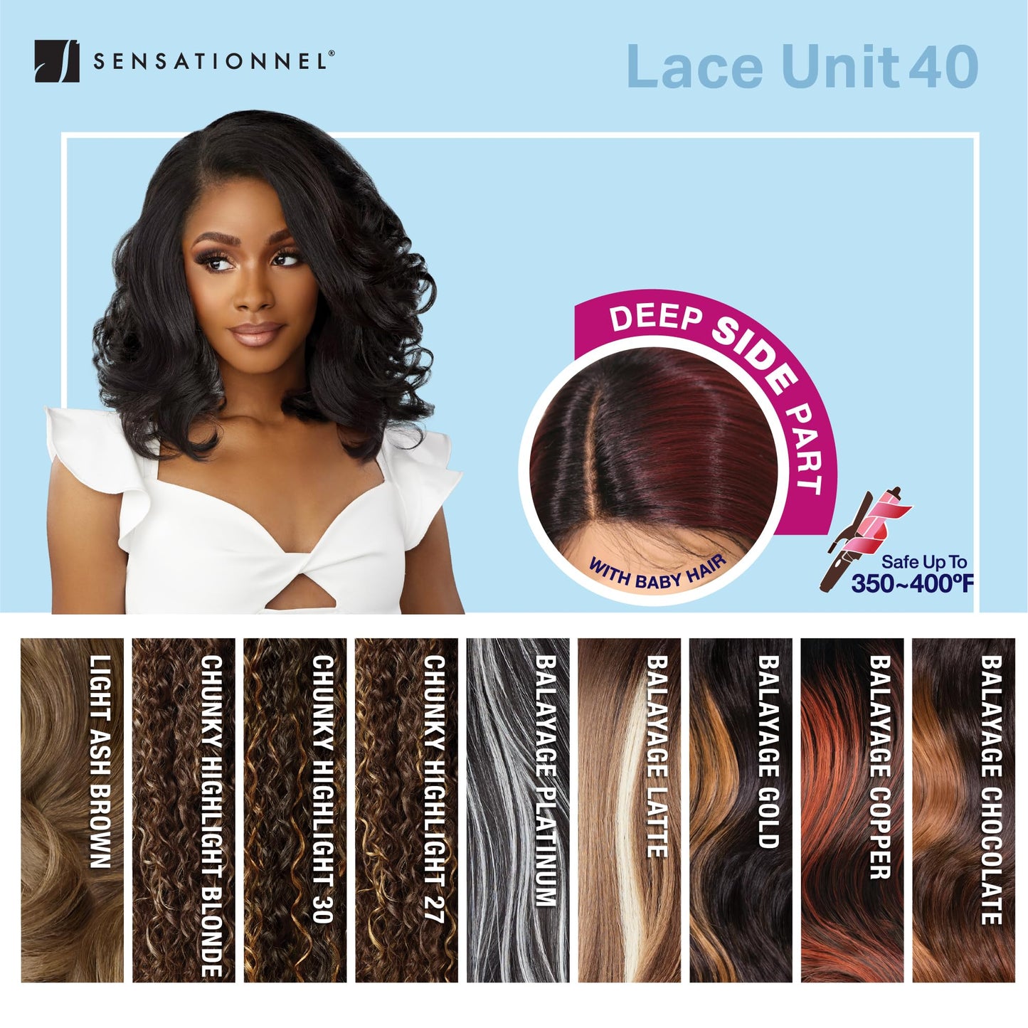 Sensationnel Dashly lace front wig - unit 40 hand tied laceparting ear to ear synthetic (1B OFFBLACK)