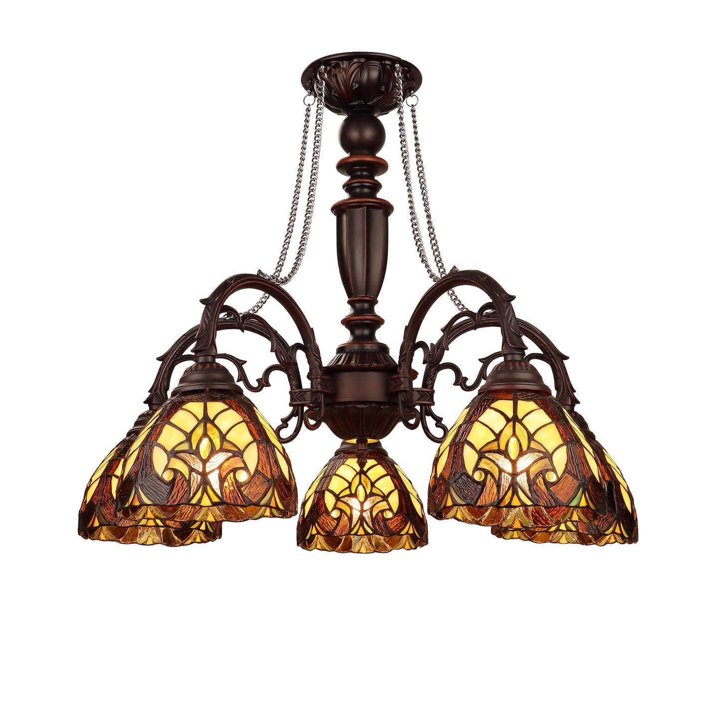 Chloe Lighting Liaison 5-Light Chandelier Antique Dark Bronze 27in Wide Glass Multicolor Model CH18780VI27-DC5