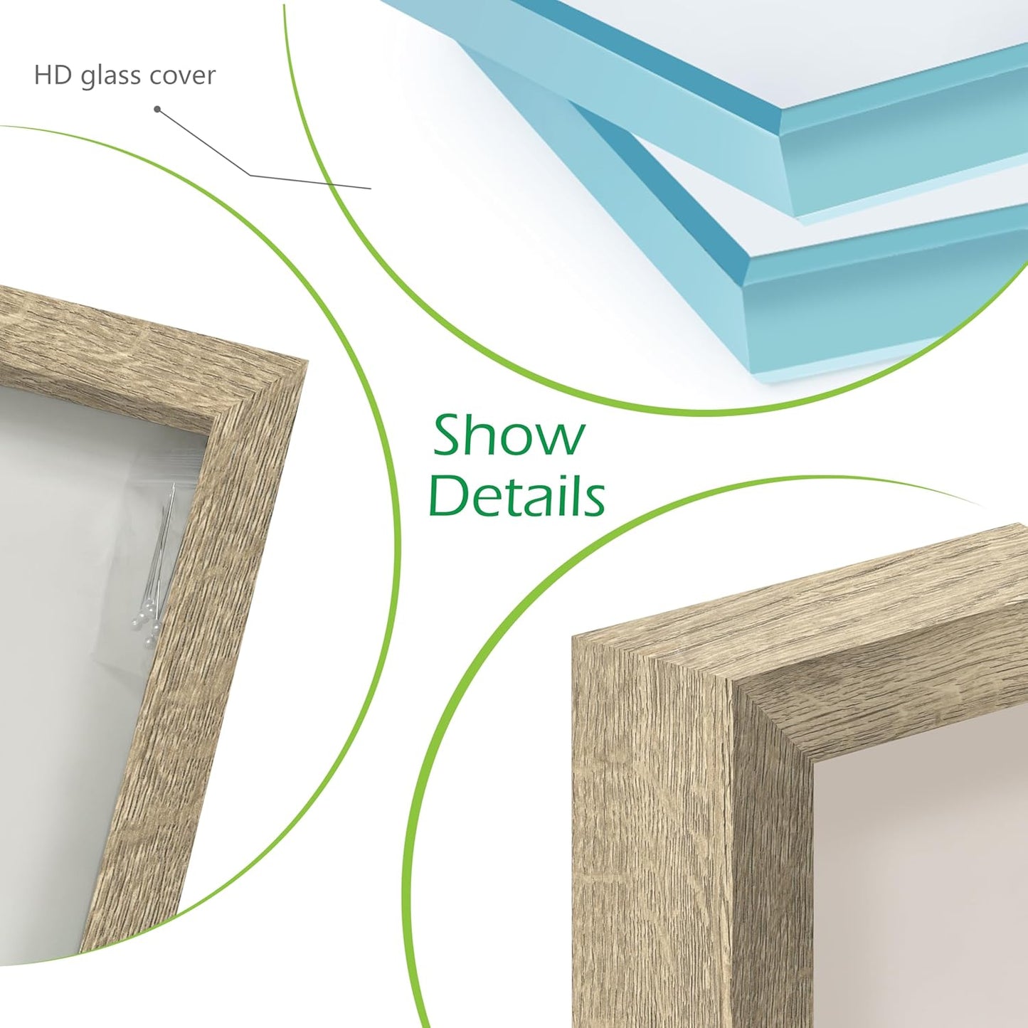 FrameWorks 12x16 Driftwood Wooden Shadow Box Frame – Soft Felt Back, Tempered Glass, and Included Elegant White Ball Push Pins