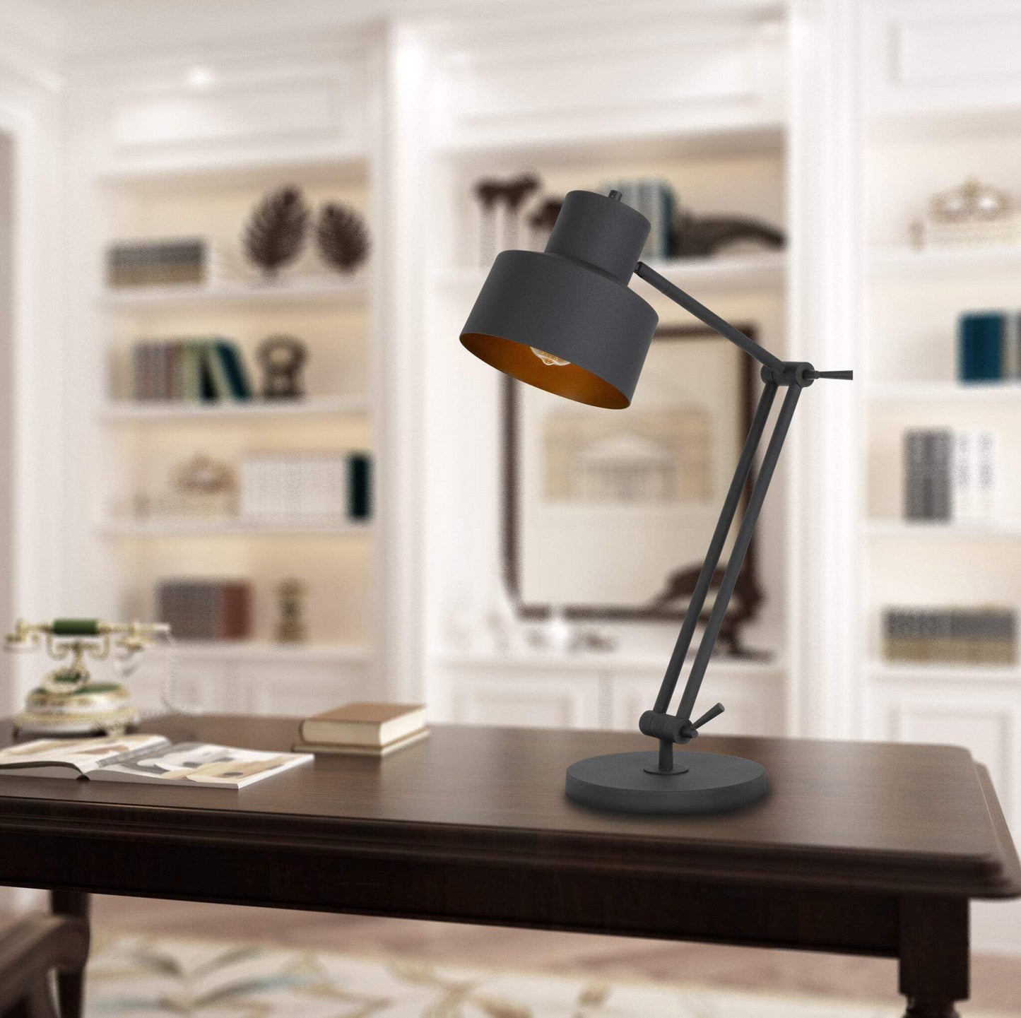 Homeroots Metal Desk Table Lamp, 33 In., Black, Model 524668