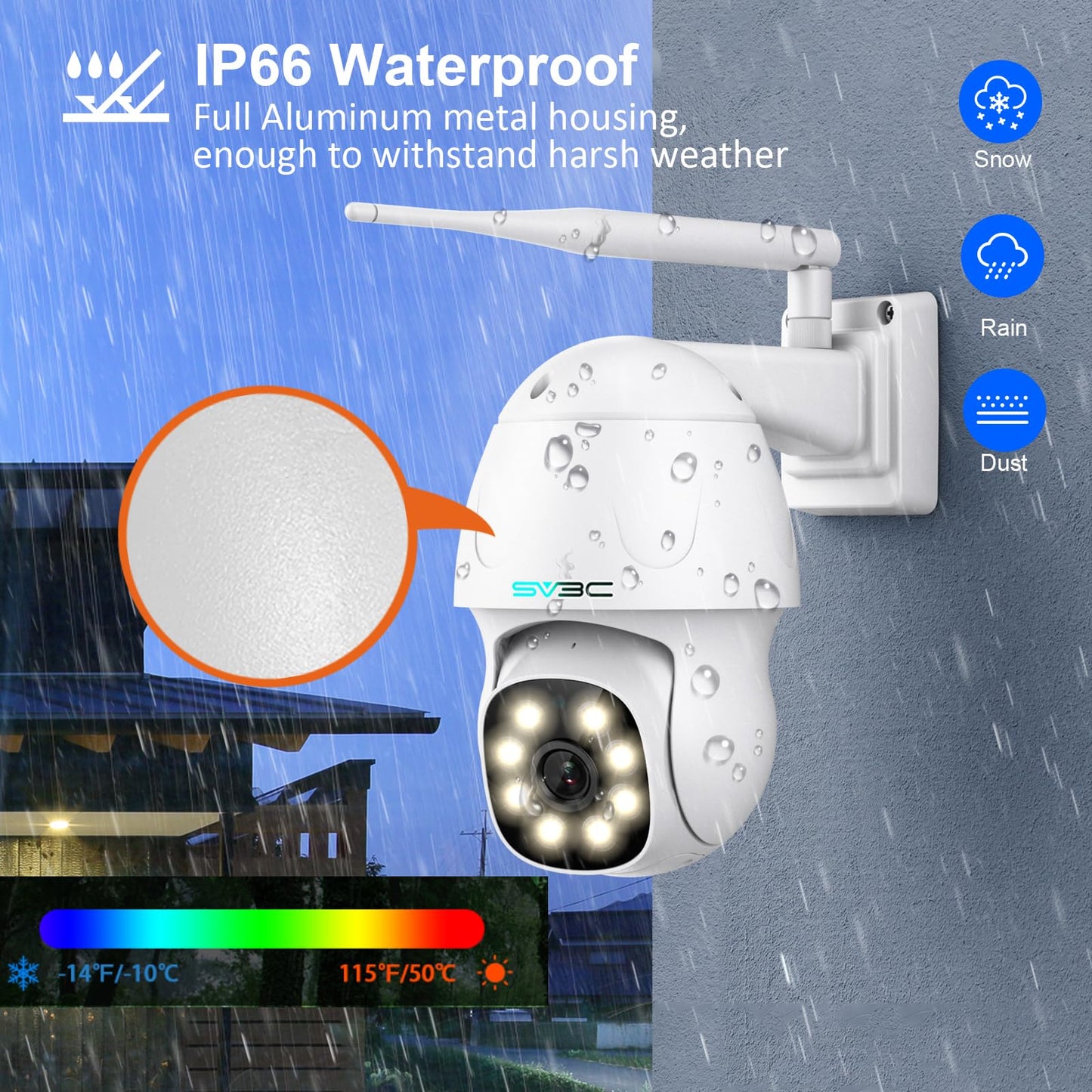Sv3C 5Mp Ptz Ip Camera Outdoor, Pan Tilt Security Cameras With Dual Band 2.4G 5G Wifi, Auto Tracking, Floodlight Color Night Vis