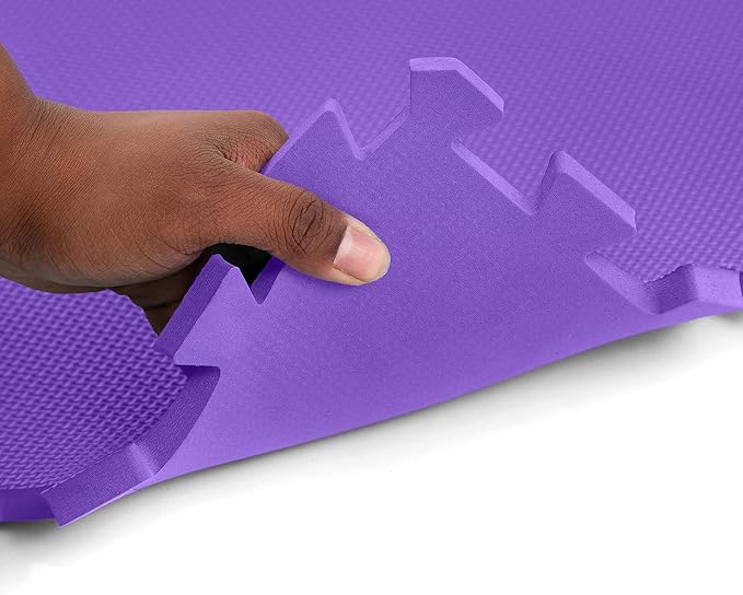 FlooringInc's 1/2" Soft Non-Toxic Baby Play Mat, Toddler Playmat, Colorful Puzzle PlayMat, Floor Mats for Kids & Babies, EVA Foam Interlocking Tiles for Nursery & Playroom | Purple, 4 Tiles, 16 Sq/Ft