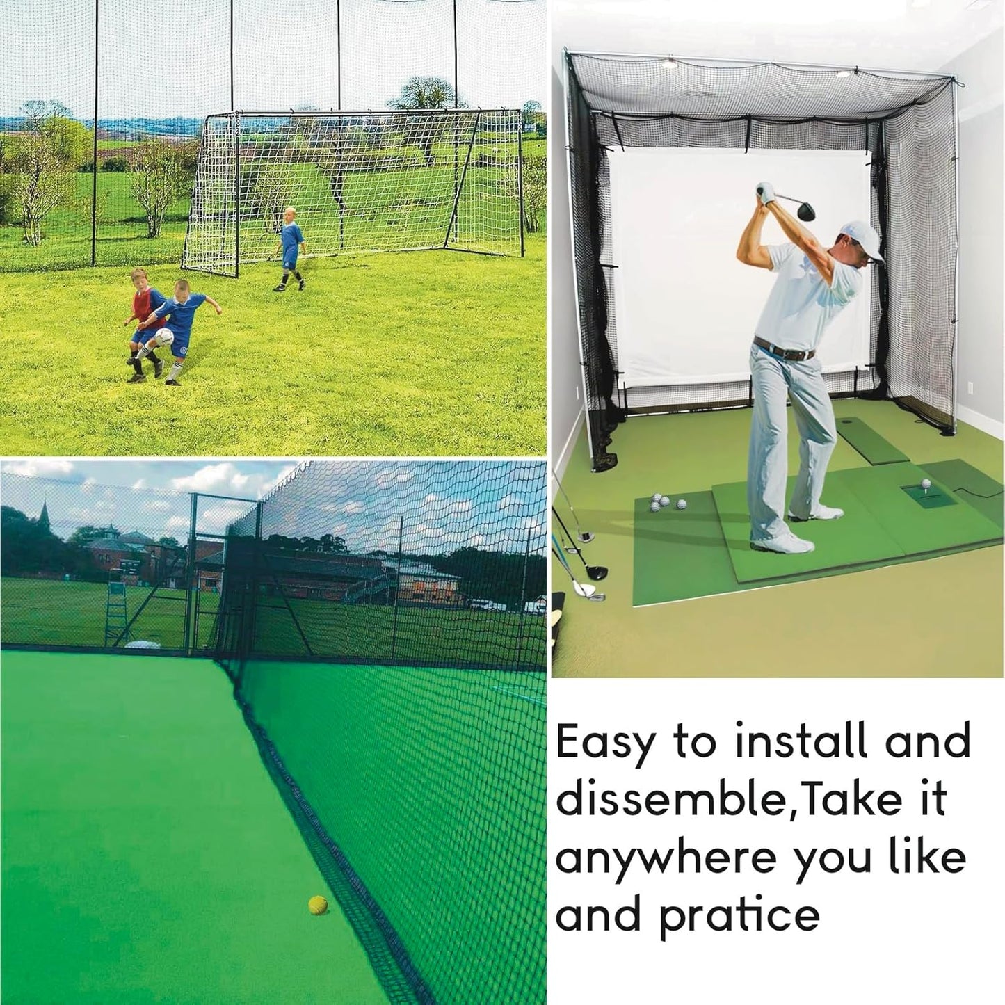 Golf Practice Net,Heavy Duty Nylon Golf Hitting Net,Golf Net Outdoor Indoor with Wire Hanging Kit,Golf Nets for Backyard Driving，Golf,Baseball, Hockey, Soccer（10/15/20/25/30ft