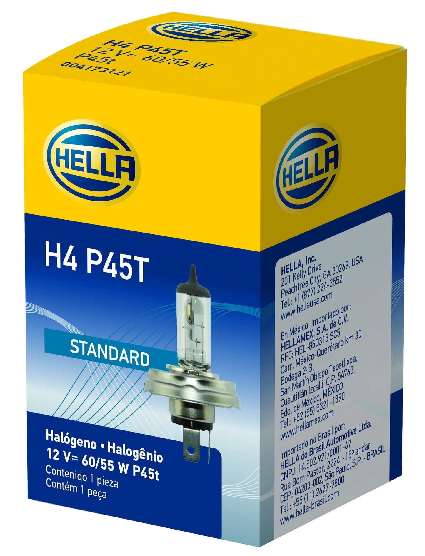 HELLA H4 P45T Halogen Bulb 12V 60/55W Standard Glass Multi Color