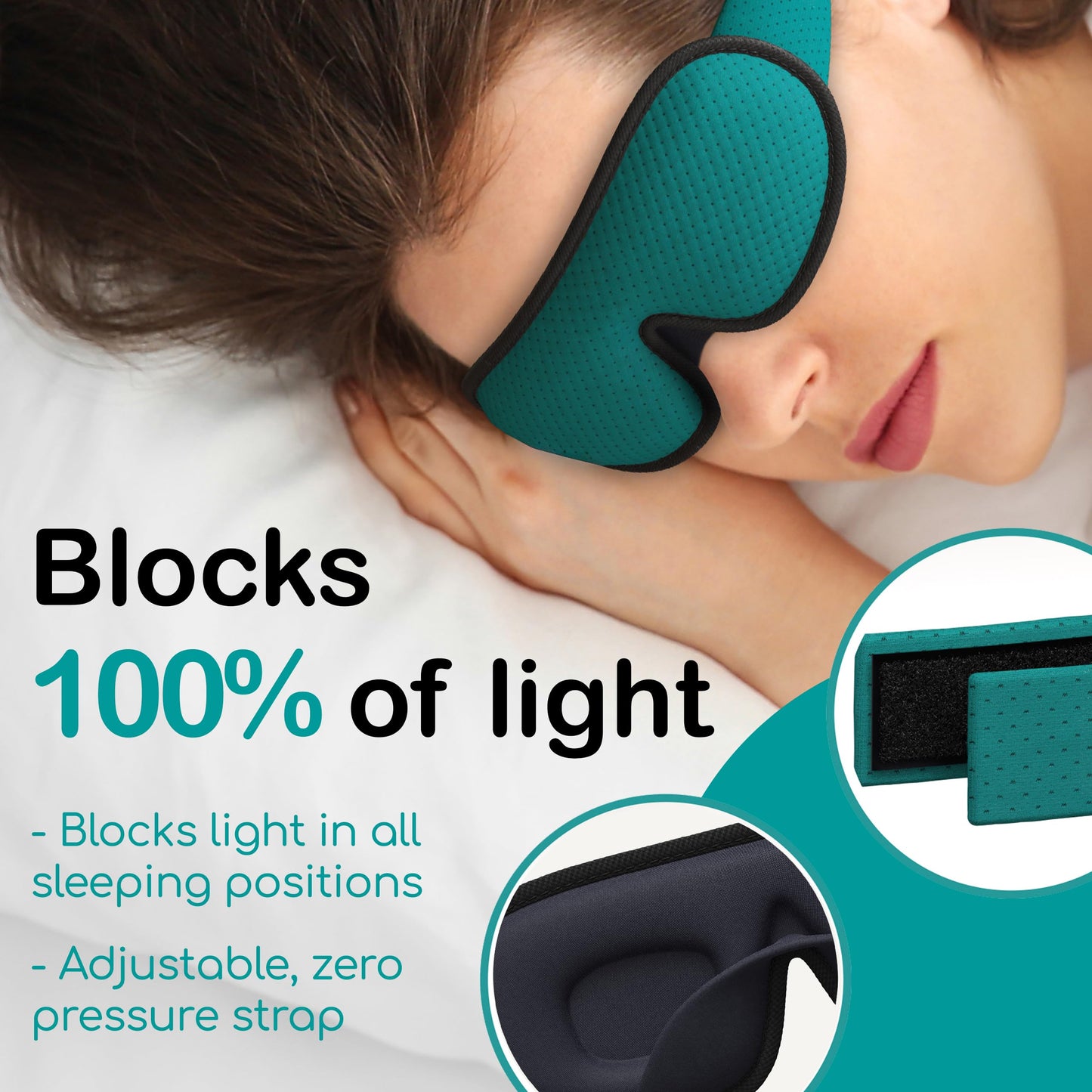Medi Grade Cotton Sleep Mask with 3D Eye Memory Foam - Travel Sleeping Mask for Women and Men with 2 Ear Plugs and Storage Bag - Blackout Light Blocking