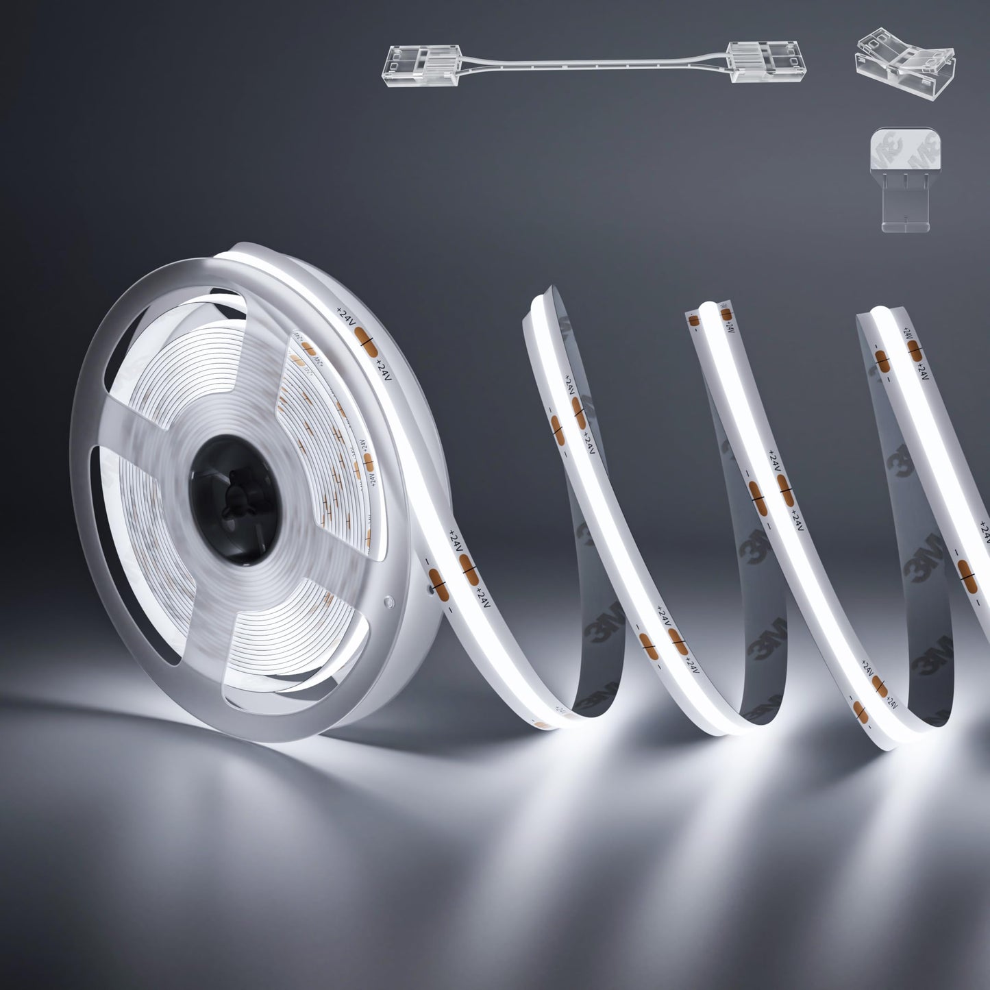 PAUTIX COB LED Strip Light 32.8ft 5040 LEDs Flexible White 6000K Vinyl Super Bright for Home DIY Projects